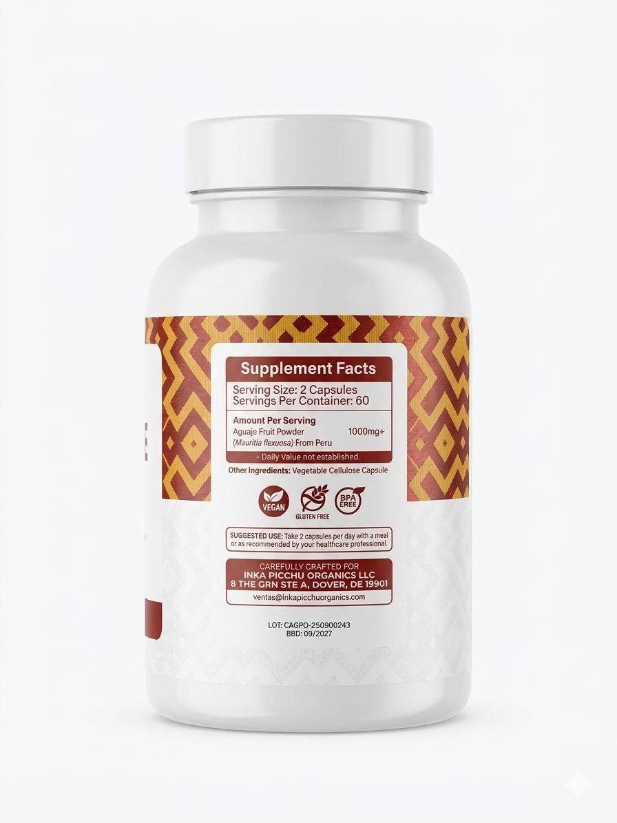 premium aguaje – 1000 mg natural support for women’s energy & hormonal balance | vegan, non gmo | 120 caps