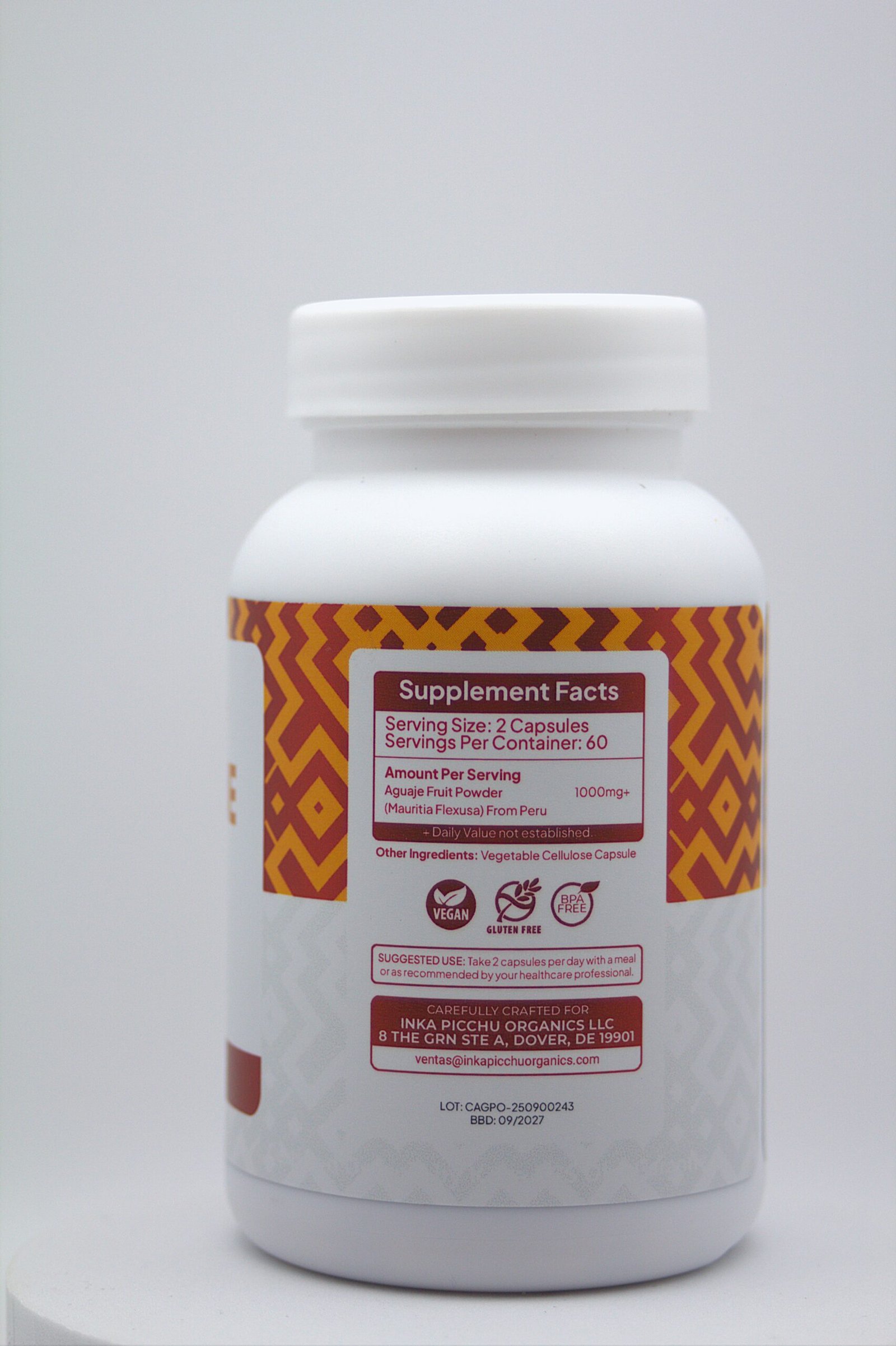 inka picchu premium aguaje – 1000 mg natural support for women’s energy & hormonal balance | vegan, non gmo | 120 caps